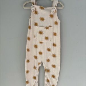 Kate Quinn Cream and Gold Sunburst Kids Overalls